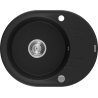 Mexen Kevin fregadero de granito 1-cubeta con escurridor 586 x 458 mm, negro, sifón cromo - 6517581005-77