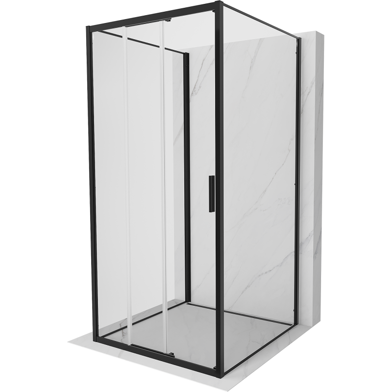 Mexen Exo-3S kabina prysznicowa 3-ścienna rozsuwana 80 x 80 cm, transparent, czarna - 8153-080-080-70-00-3S