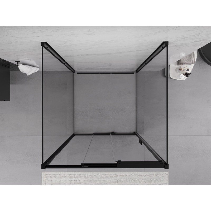 Mexen Exo-3S 3S cabine de duche de 3 lados de correr 80 x 80 cm, transparente, preta - 8153-080-080-70-00-3S
