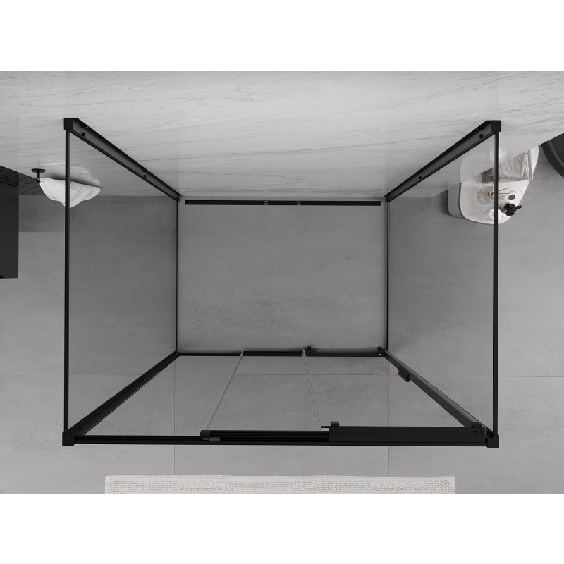 Mexen Exo-3S 3-sienu bīdāmās dušas kabīne 90 x 85 cm, caurspīdīga, melna - 8153-090-085-70-00-3S