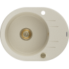 Mexen Kevin granieten gootsteen 1-komerig met afdruiprek 586 x 458 mm, beige, gouden sifon - 6517581005-69-G