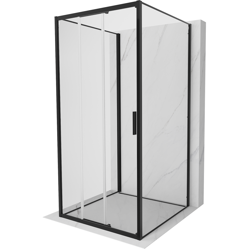 Mexen Exo-3S kabina prysznicowa 3-ścienna rozsuwana 100 x 100 cm, transparent, czarna - 8153-100-100-70-00-3S