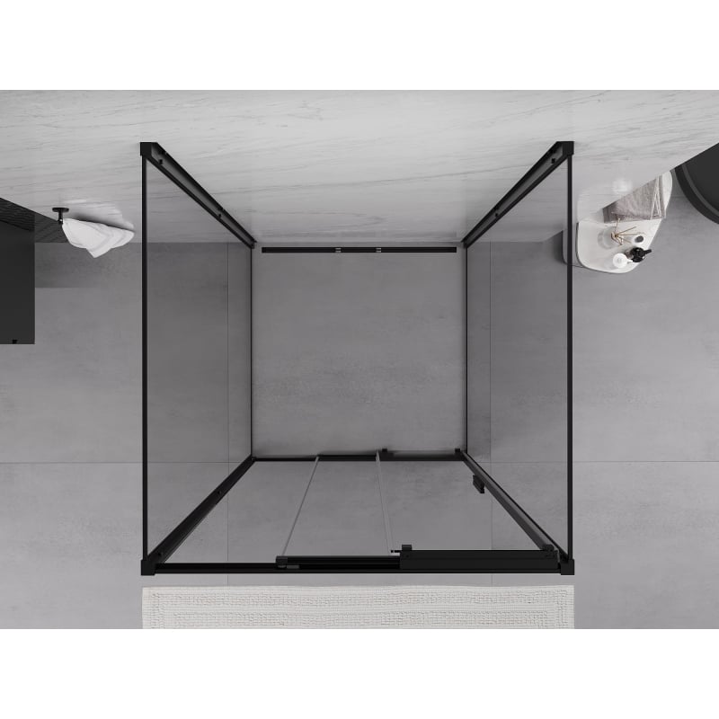 Mexen Exo-3S cabine de duche de 3 lados deslizante 100 x 100 cm, transparente, preta - 8153-100-100-70-00-3S