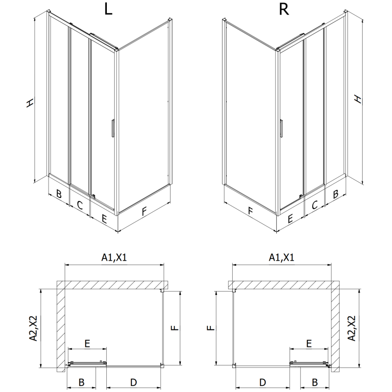 Mexen Exo bīdāmā dušas kabīne 80 x 70 cm, caurspīdīga, hromēta - 8153-080-070-01-00