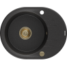 Mexen Kevin fregadero de granito de 1 seno con escurridor 586 x 458 mm, negro/plateado metálico, sifón dorado - 6517581005-73-G