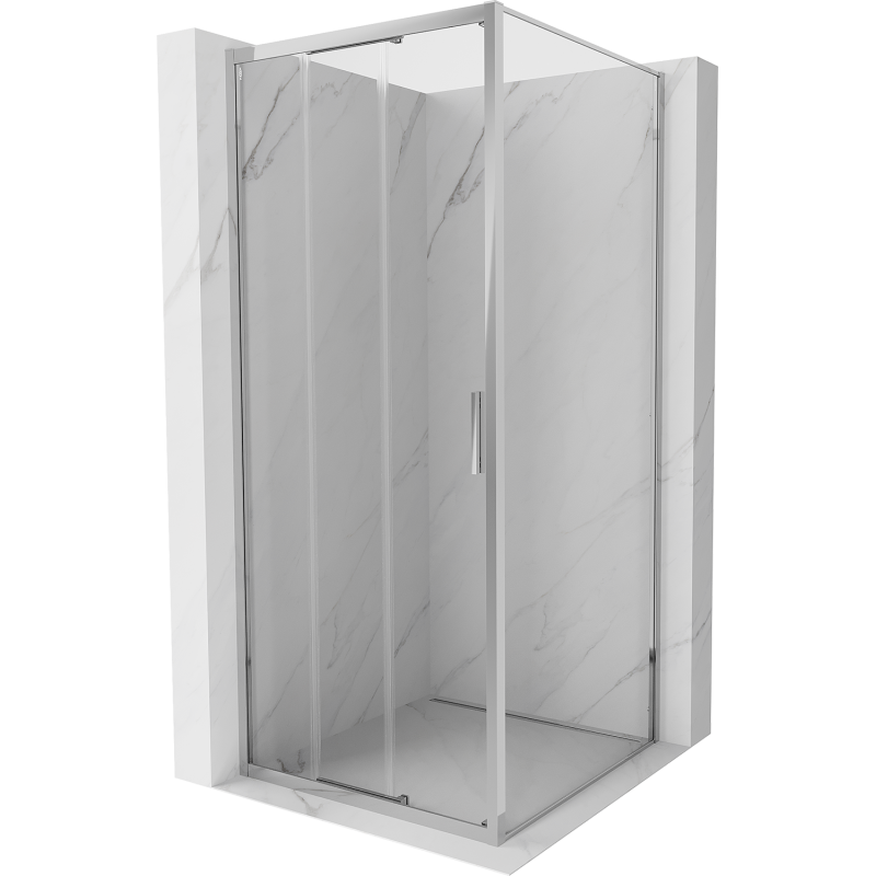 Mexen Exo bīdāma dušas kabīna 80 x 80 cm, caurspīdīga, hromēta - 8153-080-080-01-00