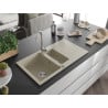 Mexen Matias Granitspüle 1,5-Kammer mit Abtropffläche und Küchenarmatur Telma, beige - 6502-69-670200-00