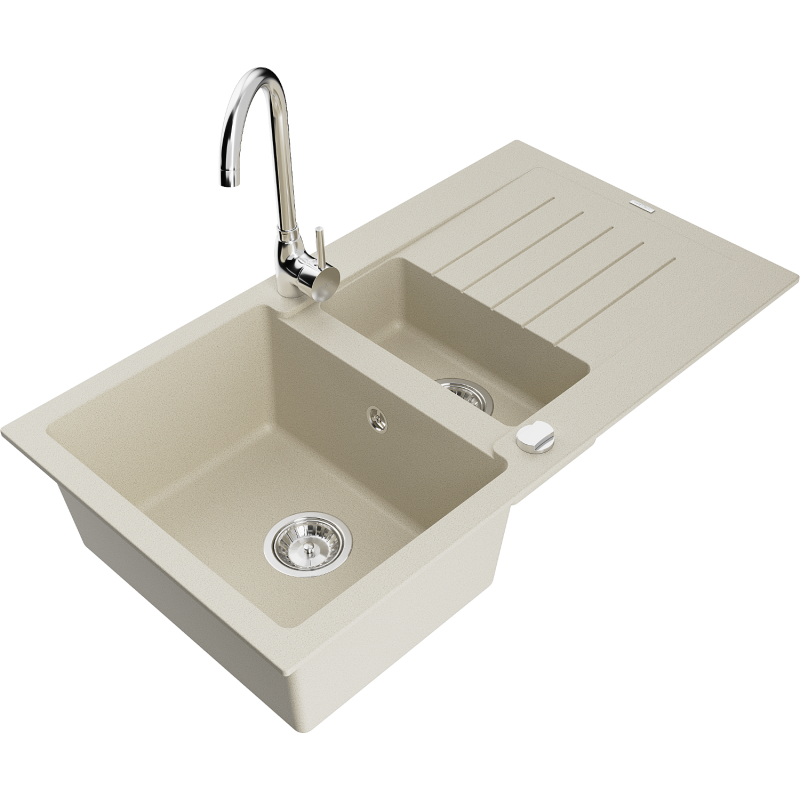 Mexen Matias Granit-Spullsteen 1,5-Kummer mat Oflaaf a Kichekran Telma, beige - 6502-69-670200-00