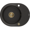 Mexen Kevin fregadero de granito de 1 seno con escurridor 586 x 458 mm, negro/metalizado dorado, sifón dorado - 6517581005-75-G