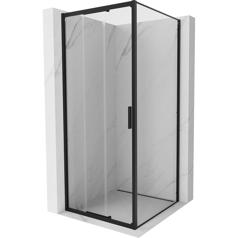 Mexen Exo bīdāmā dušas kabīne 80 x 80 cm, caurspīdīga, melna - 8153-080-080-70-00
