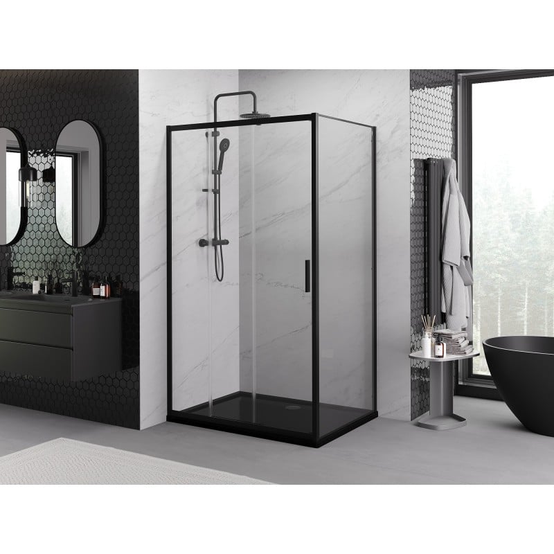 Mexen Exo kabina prysznicowa rozsuwana 90 x 80 cm, transparent, czarna - 8153-090-080-70-00