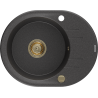 Mexen Kevin fregadero de granito de 1 cubeta con escurridor 586 x 458 mm, negro moteado, sifón dorado - 6517581005-76-G