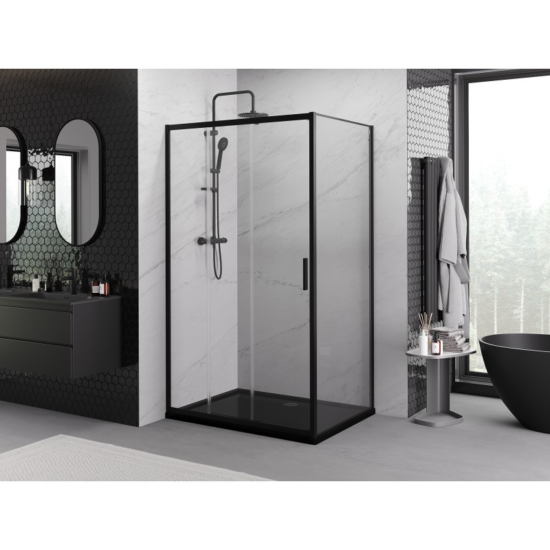 Mexen Exo kabina prysznicowa rozsuwana 95 x 80 cm, transparent, czarna - 8153-095-080-70-00