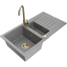 Mexen Matias 1.5-bowl granite sink with drainer and Telma kitchen tap, grey - 6502-71-670200-50