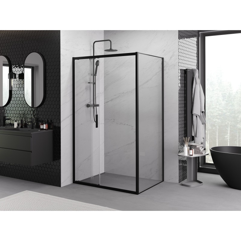 Mexen Exo kabina prysznicowa rozsuwana 80 x 90 cm, transparent, czarna - 8153-080-090-70-00