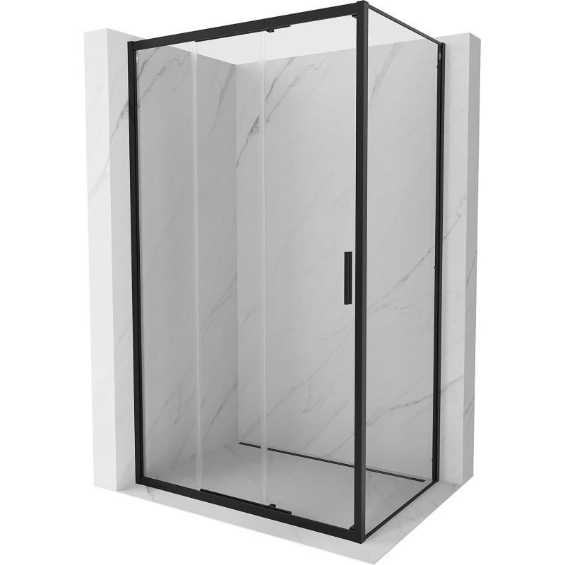 Mexen Exo bīdāmā dušas kabīne 85 x 90 cm, caurspīdīga, melna - 8153-085-090-70-00