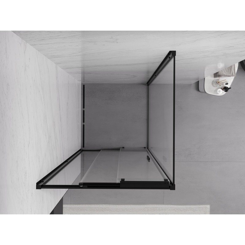 Mexen Exo bīdāmā dušas kabīne 90 x 90 cm, caurspīdīga, melna - 8153-090-090-70-00