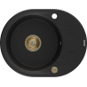 Mexen Kevin lavello in granito a 1 vasca con sgocciolatoio 586 x 458 mm, nero, sifone dorato - 6517581005-77-G