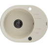 Mexen Kevin fregadero de granito de 1 tazón con escurridor 586 x 458 mm, beige, sifón negro - 6517581005-69-B