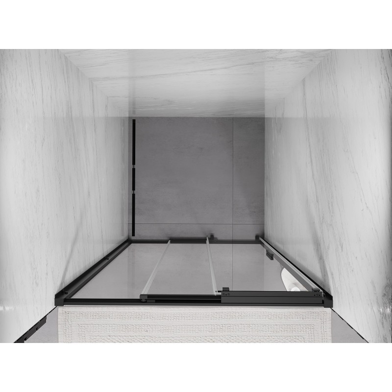 Mexen Exo-3S bīdāmās dušas durvis 75 cm, caurspīdīgas, melnas - 8153-075-000-70-00