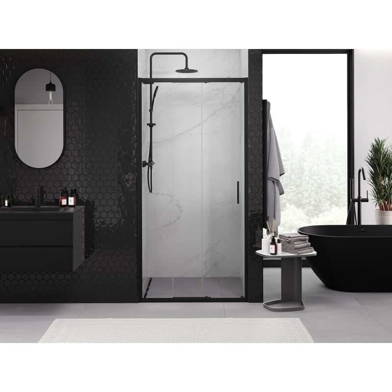 Mexen Exo-3S porta de duche deslizante 90 cm, transparente, preta - 8153-090-000-70-00