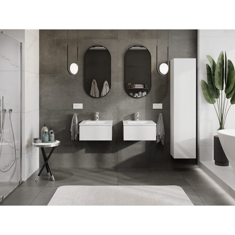 Mexen Orio bathroom cabinet 50 cm with sink Otis, 1 drawer, white gloss - 91A10-05023-1-BF00-W18M00