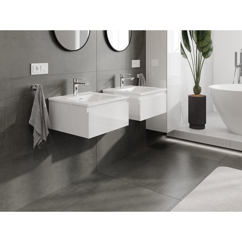 Mexen Orio bathroom cabinet 50 cm with sink Otis, 1 drawer, white gloss - 91A10-05023-1-BF00-W18M00