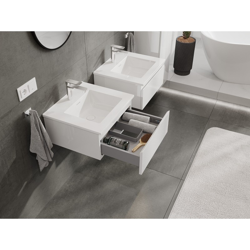 Mexen Orio armario de baño de 50 cm con lavabo Otis, 1 cajón, blanco brillo - 91A10-05023-1-BF00-W18M00