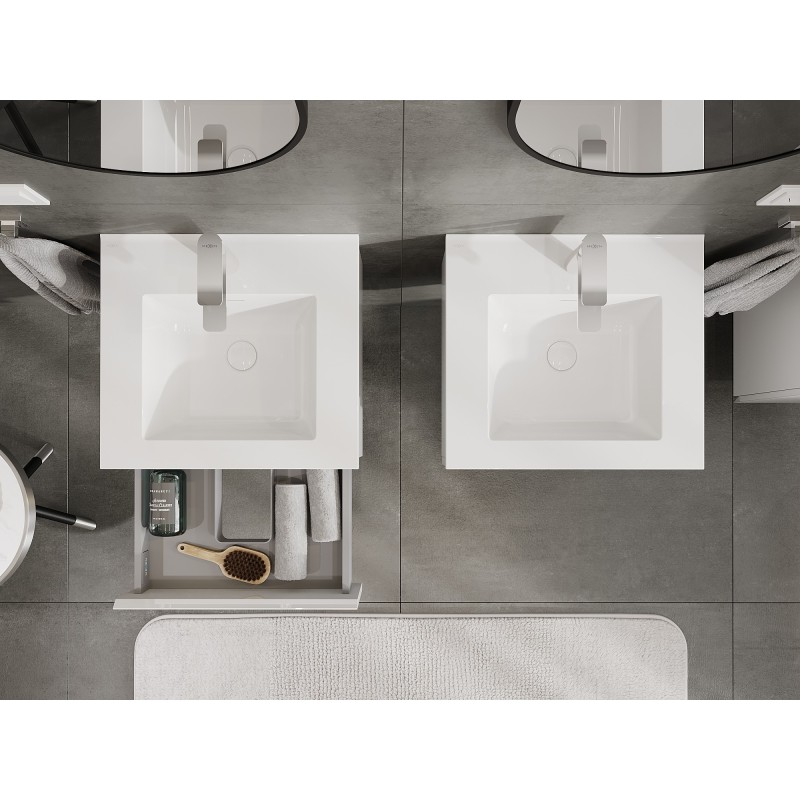Mexen Orio armario de baño de 50 cm con lavabo Otis, 1 cajón, blanco brillo - 91A10-05023-1-BF00-W18M00