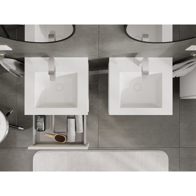 Mexen Orio bathroom cabinet 50 cm with Otis washbasin, 1 drawer, white matte - 91A10-05023-1-BF01-W18M01