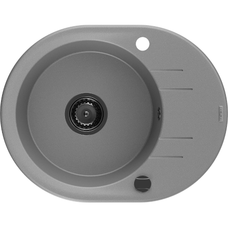 Mexen Kevin granitno pomivalno korito z 1 komoro in odcejalnikom 586 x 458 mm, siva, črn sifon - 6517581005-71-B