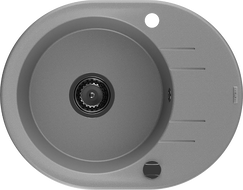 Mexen Kevin granitdiskho 1-fack med avrinningsyta 586 x 458 mm, grå, svart avloppssats - 6517581005-71-B
