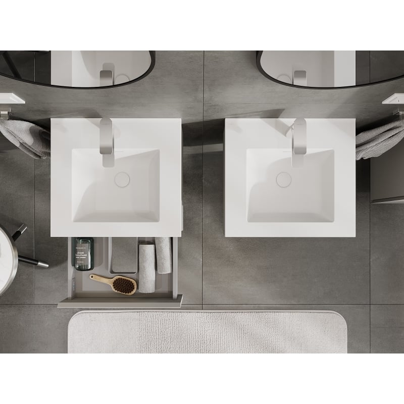 Mexen Orio bathroom cabinet 50 cm with Otis sink, 1 drawer, grey matt/white matt - 91A10-05023-1-BF62-W18M01