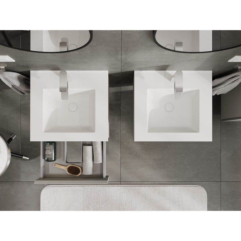 Mexen Orio meuble de salle de bain 50 cm avec lavabo Otis, 1 tiroir, gris mat/blanc mat - 91A10-05023-1-BF62-W18M01