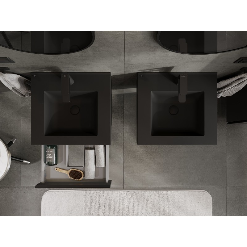 Mexen Orio mueble de baño de 50 cm con lavabo Otis, 1 cajón, negro mate - 91A10-05023-1-BF71-W18M71