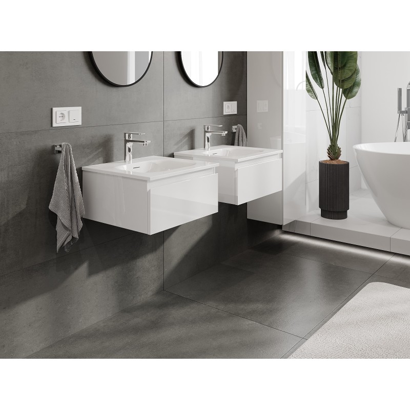Mexen Orio mueble de baño de 50 cm con lavabo Vela, 1 cajón, blanco brillo - 91A10-05023-1-BF00-W23M00