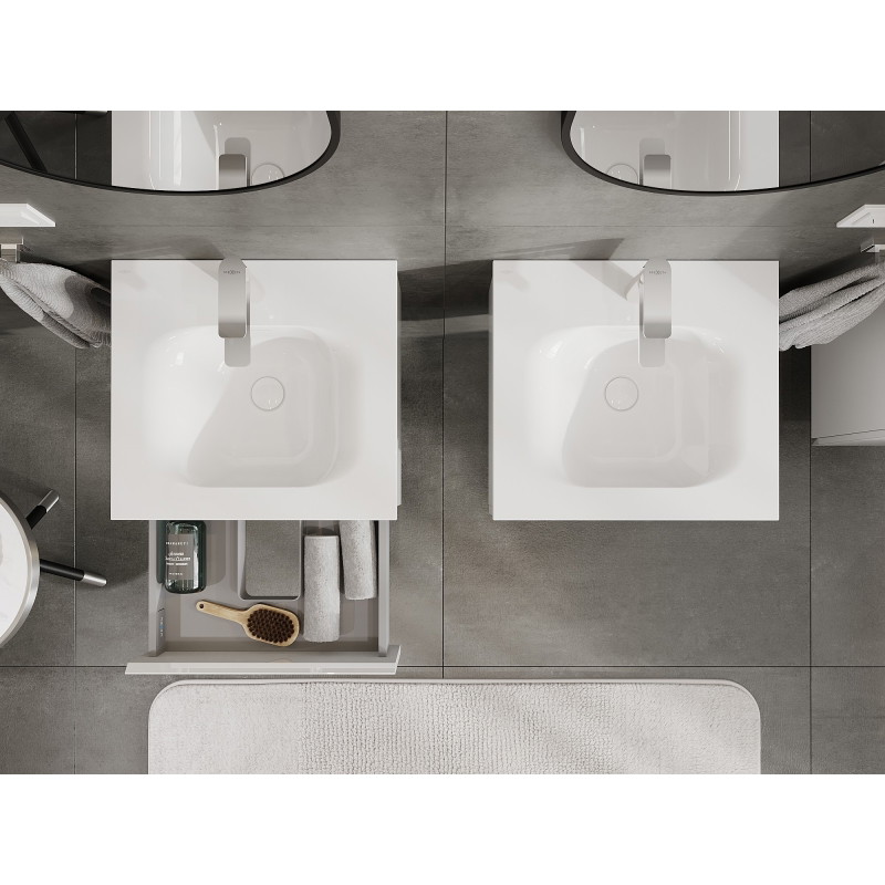 Mexen Orio bathroom cabinet 50 cm with Vela sink, 1 drawer, white gloss - 91A10-05023-1-BF00-W23M00