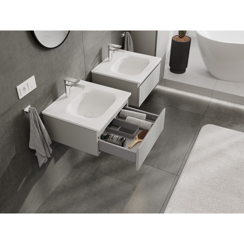 Mexen Orio mobile da bagno 50 cm con lavabo Vela, 1 cassetto, grigio opaco/bianco opaco - 91A10-05023-1-BF62-W23M01
