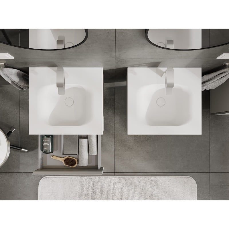 Mexen Orio meuble de salle de bain 50 cm avec lavabo Vela, 1 tiroir, gris mat/blanc mat - 91A10-05023-1-BF62-W23M01