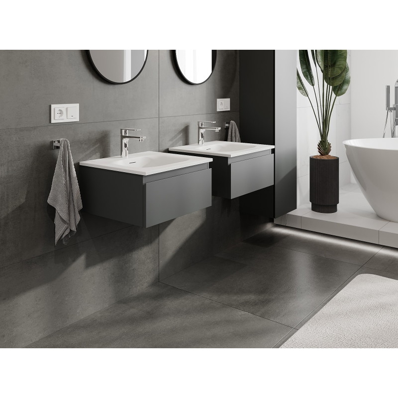 Mexen Orio szafka łazienkowa 50 cm z umywalką Vela, 1 szuflada, grafit mat/biała mat - 91A10-05023-1-BF66-W23M01