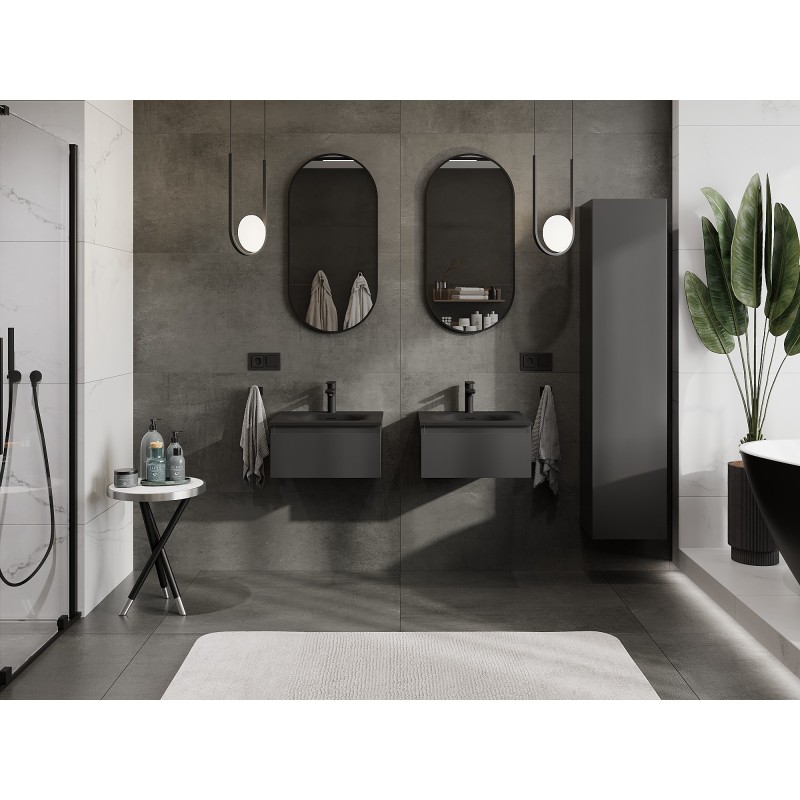 Mexen Orio armário de casa de banho 50 cm com lavatório Vela, 1 gaveta, preto mate - 91A10-05023-1-BF71-W23M71