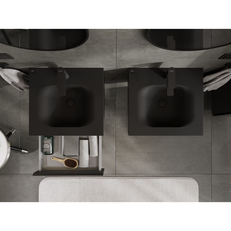 Mexen Orio meuble de salle de bain 50 cm avec lavabo Vela, 1 tiroir, noir mat - 91A10-05023-1-BF71-W23M71