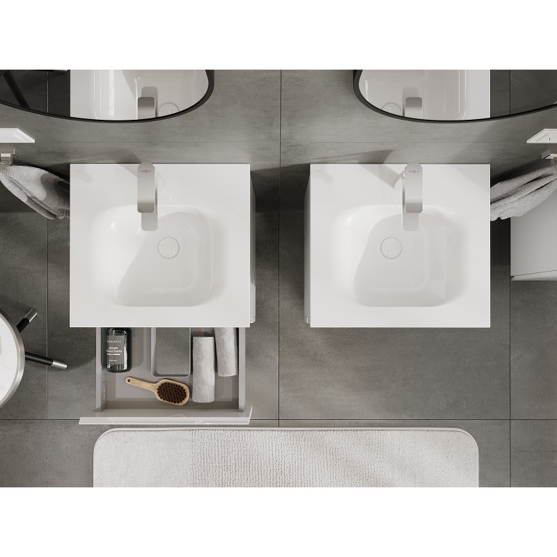 Mexen Orio mobile da bagno 50 cm con lavabo Vela, 2 cassetti, bianco lucido - 91A10-05047-2-BFF00-W23M00