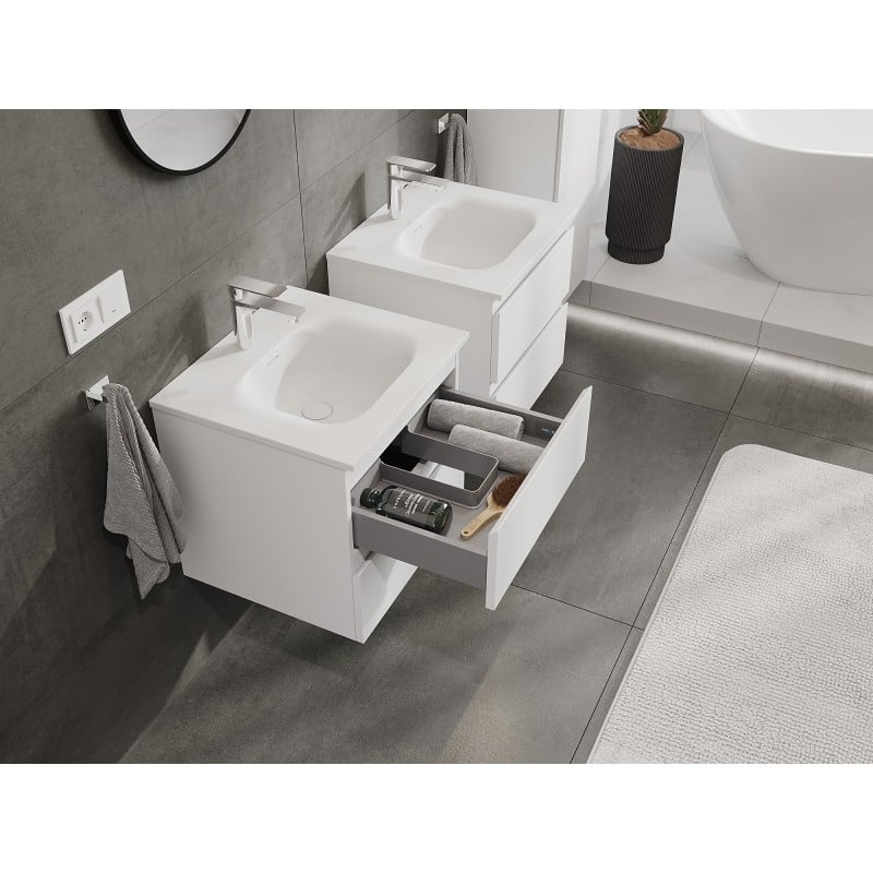 Mexen Orio meuble de salle de bains 50 cm avec lavabo Vela, 2 tiroirs, blanc mat - 91A10-05047-2-BFF01-W23M01