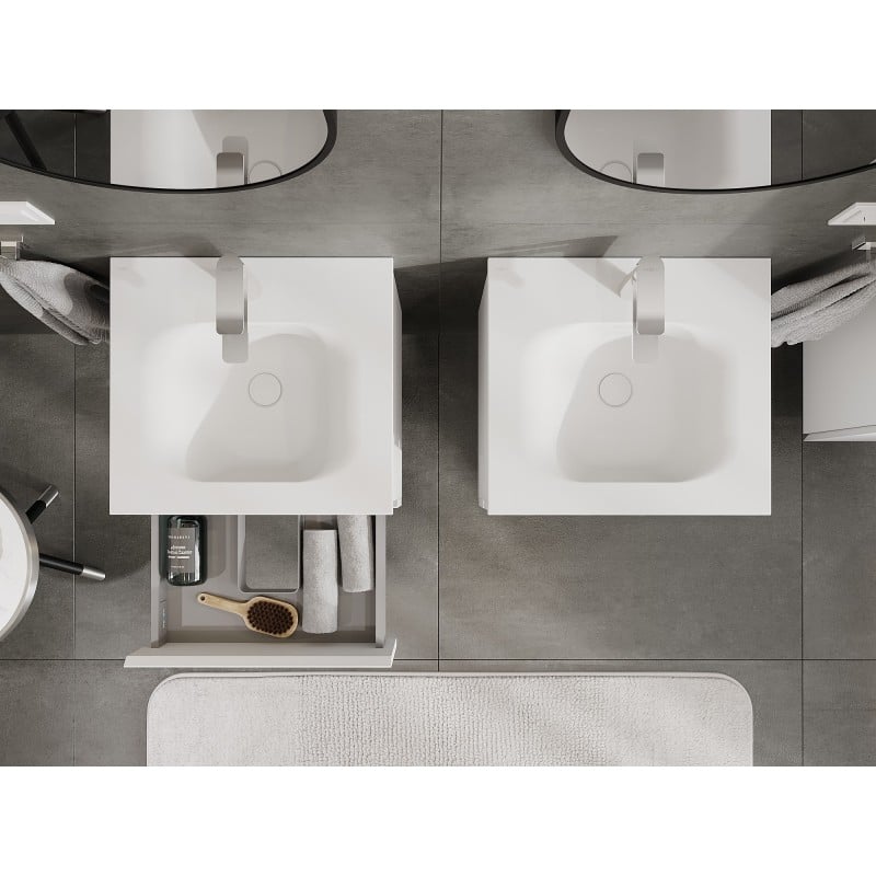 Mexen Orio meuble de salle de bains 50 cm avec lavabo Vela, 2 tiroirs, blanc mat - 91A10-05047-2-BFF01-W23M01