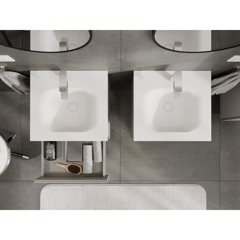 Mexen Orio mobile da bagno 50 cm con lavabo Vela, 2 cassetti, grigio opaco/bianco opaco - 91A10-05047-2-BFF62-W23M01