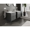 Mexen Orio 50 cm vannas istabas skapītis ar izlietni Vela, 2 atvilktnes, matēts grafīts/baltā mat