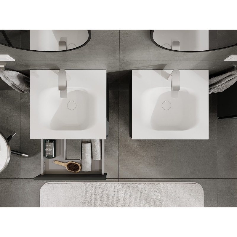 Mexen Orio badkamerkast 50 cm met wastafel Vela, 2 laden, grafiet mat/wit mat - 91A10-05047-2-BFF66-W23M01