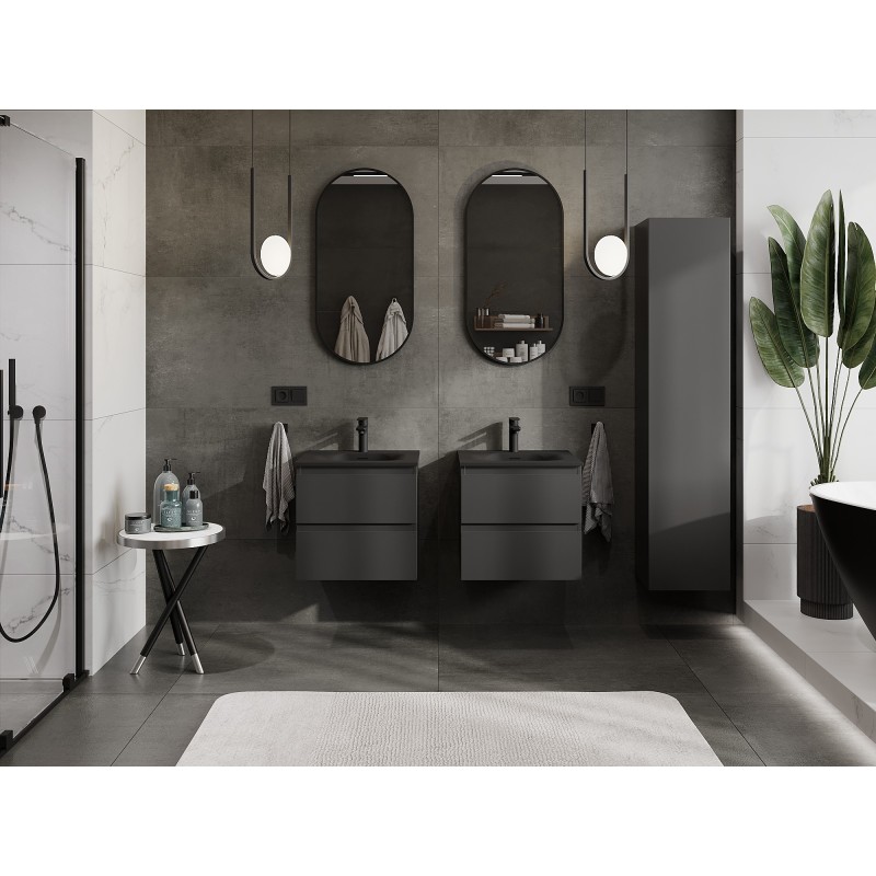 Mexen Orio mobiletto da bagno 50 cm con lavabo Vela, 2 cassetti, nero opaco - 91A10-05047-2-BFF71-W23M71