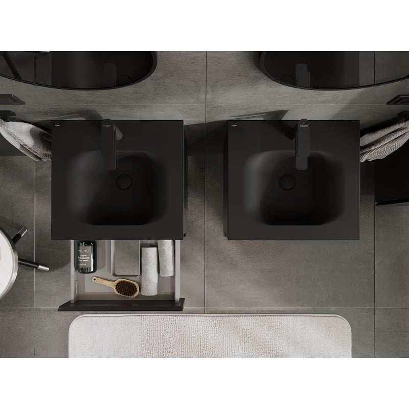 Mexen Orio armário de casa de banho 50 cm com lavatório Vela, 2 gavetas, preto mate - 91A10-05047-2-BFF71-W23M71